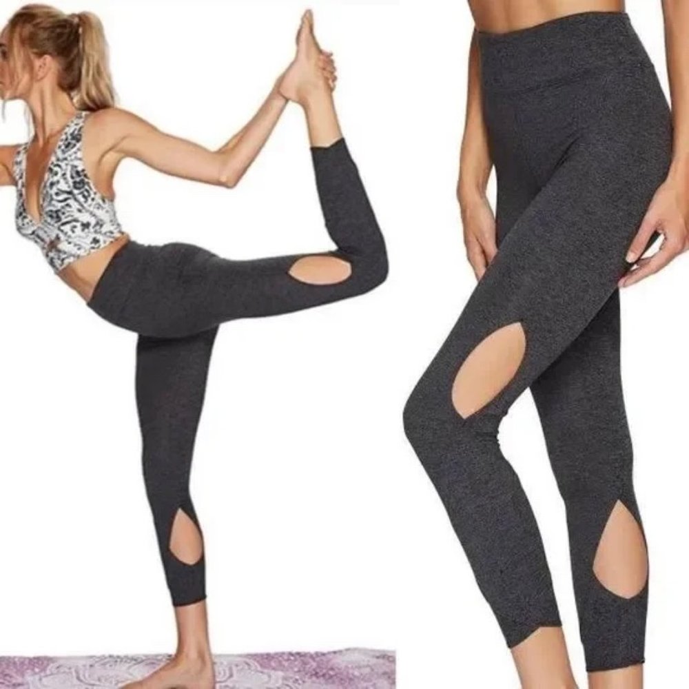 Free People Movement Cutout Halo Leggings Charcoal Size Medium M EUC L1566